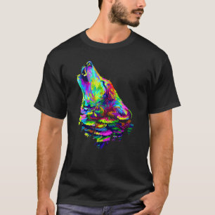 Geweldige kleurige Wolf Wilde Dieren Vrouwen Manne T-shirt