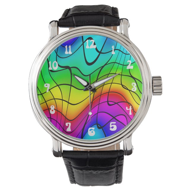 Geweldige kleurrijke Groovy Cool plezier Horloge (Voorkant)
