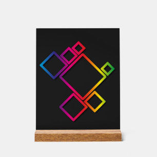 Geweldige kleurrijke vierkanten op zwart nr. 1 acryl bord
