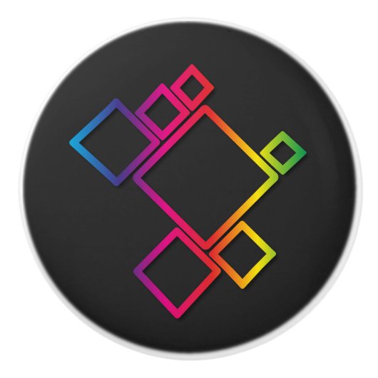 Geweldige kleurrijke vierkanten op zwart nr. 1 keramische knop (Voorkant)