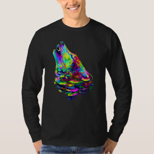 Geweldige Kleurrijke Wolf Wilde Dieren Vrouwen M T-shirt