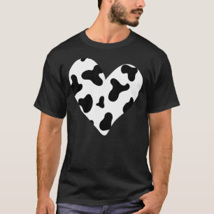 Geweldige koeienprint zwart & witte print hart t-shirt