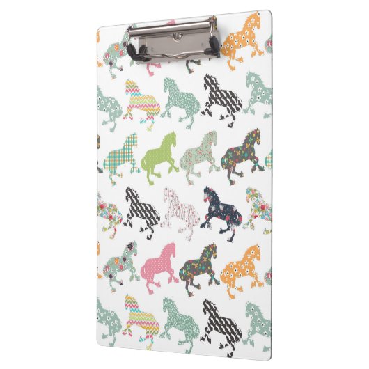 Geweldige koel trendy-paardenpatroon,  floraal klembord (Links)