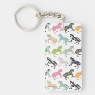 Geweldige koel trendy-paardenpatroon,  floraal sleutelhanger