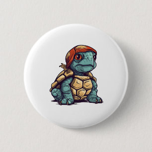 Geweldige Koele Schildpad Schattig Dierengrafiek Ronde Button 5,7 Cm