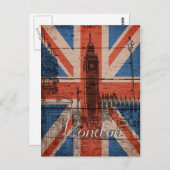 Geweldige, koele trendy oude houthout, vlag U.k. Briefkaart (Voorkant / Achterkant)