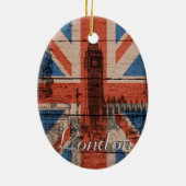 Geweldige, koele trendy oude houthout, vlag U.k. Keramisch Ornament (Achterkant)