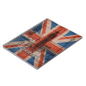 Geweldige, koele trendy oude houthout, vlag U.k. Notitieboek (Linkerzijde)