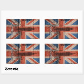 Geweldige, koele trendy oude houthout, vlag U.k. Rechthoekige Sticker (Vel)