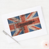 Geweldige, koele trendy oude houthout, vlag U.k. Rechthoekige Sticker (Envelop)
