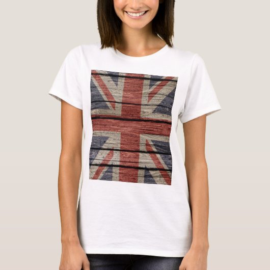 Geweldige, koele trendy oude houthout, vlag U.k. T-shirt (Voorkant)