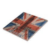 Geweldige, koele trendy oude houthout, vlag U.k. Tegeltje (Zijkant)