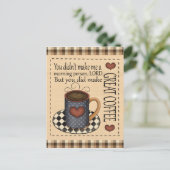 Geweldige koffie, leuk cartoon briefkaart (Staand voorkant)