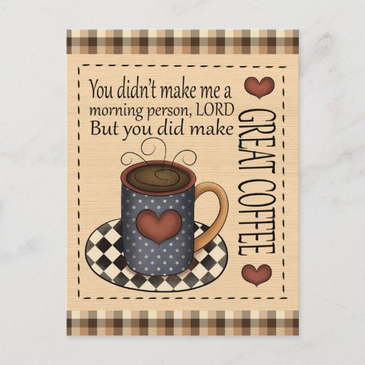 Geweldige koffie, leuk cartoon briefkaart (Voorkant)