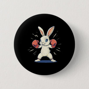 Geweldige Konijn Met Bokshandschoenen Voor Paaslie Ronde Button 5,7 Cm
