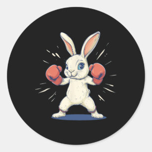Geweldige konijntje met bokshandschoenen voor paas ronde sticker