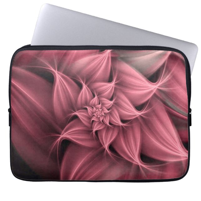 Geweldige koraal roze bloemfractal laptop sleeve (Voorkant)