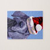 Geweldige krantenfoto in Santa hat Puzzle Legpuzzel (Horizontaal)