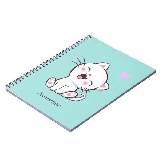 Geweldige Kutkat op licht Blauwgroen Notitieboek (Linkerzijde)