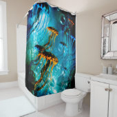 Geweldige kwal in een fantasievolle onderwaterwere douchegordijn (In situ)