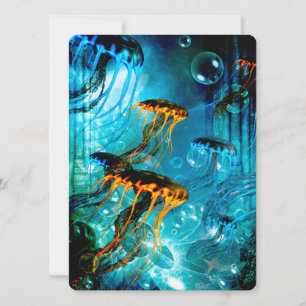 Geweldige kwallen in een fantasiewereld onder wate kaart