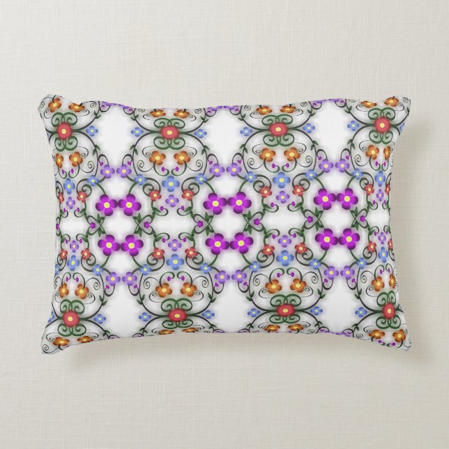 Geweldige Lacy look van Flowers Pink Accent Kussen (Voorkant)