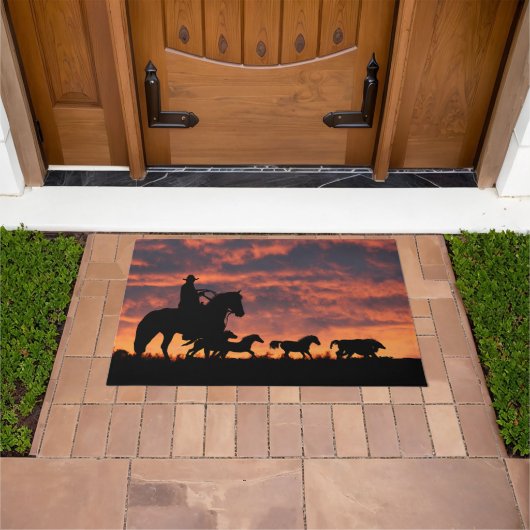 Geweldige land Westerne cowboy en paarden Deurmat (Buiten)