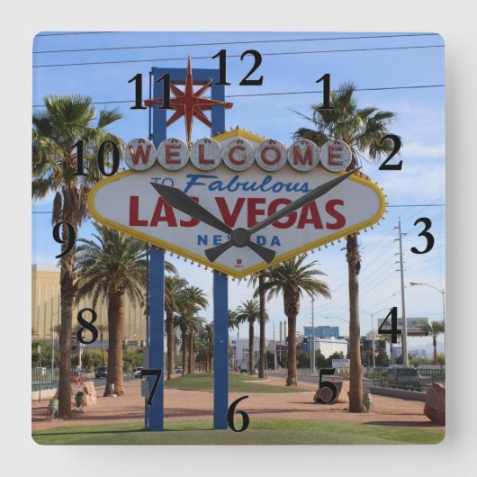 Geweldige Las Vegas Wall Clock! Vierkante Klok (Voorkant)