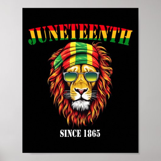 Geweldige Leeuw Juneteenth Cool Black Geschiedenis Poster (Voorkant)