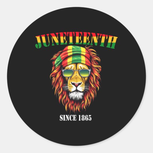 Geweldige Leeuw Juneteenth Cool Black Geschiedenis Ronde Sticker (Voorkant)