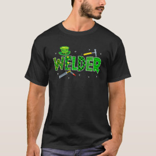 Geweldige leopard Glitter Welder St Pattys Day Sha T-shirt