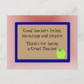 Geweldige leraar bedankt briefkaart (Voorkant)