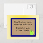 Geweldige leraar bedankt briefkaart (Voorkant / Achterkant)