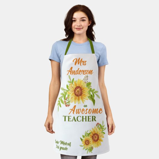 Geweldige leraar Floral Schort (Gedragen)