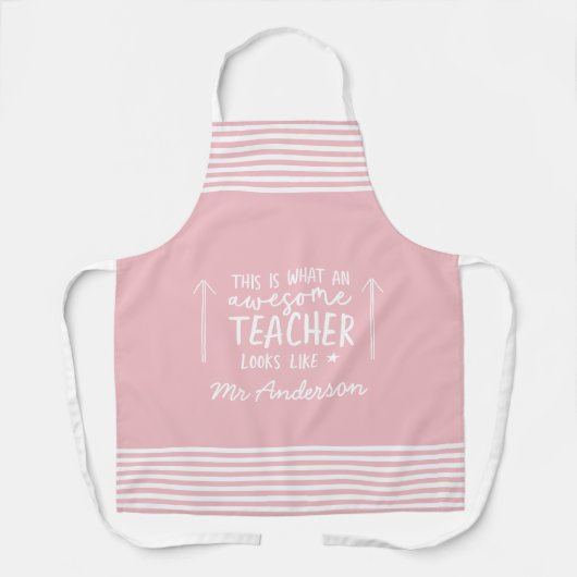 Geweldige leraar modern roze typografie cadeau schort (Voorkant)