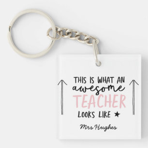 Geweldige leraar modern roze typografie cadeau sleutelhanger