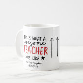 Geweldige leraar modern typografie cadeau koffiemok (Voorkant links)