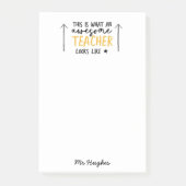 Geweldige leraar modern typografie geel geschenk post-it® notes (Voorkant)