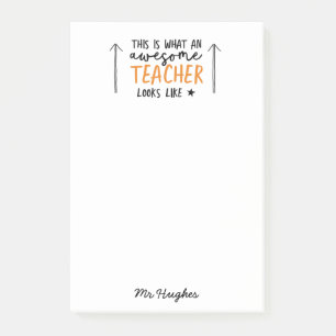 Geweldige leraar modern typografie oranje cadeau post-it® notes