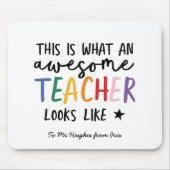 Geweldige leraar modern typografie regenbooggesche muismat (Voorkant)