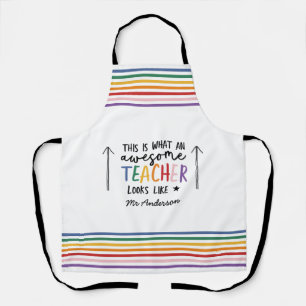 Geweldige leraar modern typografie regenbooggesche schort
