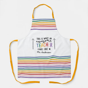 Geweldige leraar modern typografie regenbooggesche schort