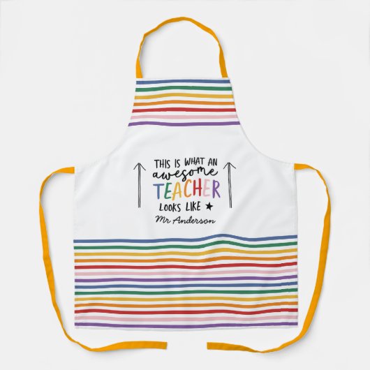 Geweldige leraar modern typografie regenbooggesche schort (Voorkant)