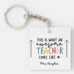 Geweldige leraar modern typografie regenbooggesche sleutelhanger