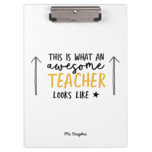 Geweldige leraar moderne typografie geel klembord