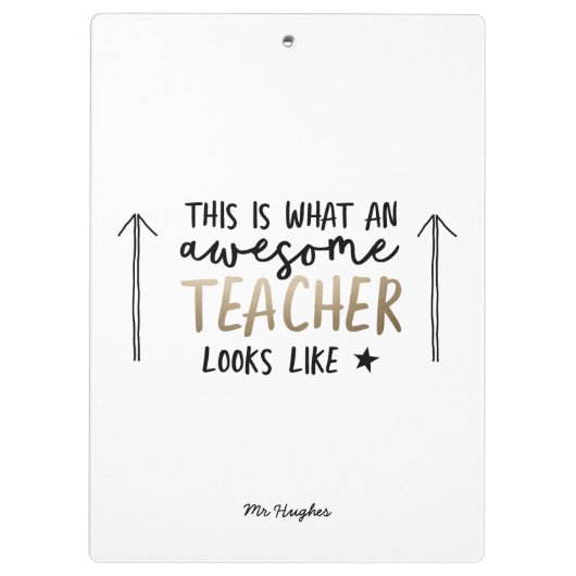Geweldige leraar moderne typografie goud klembord (Achterkant)
