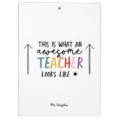 Geweldige leraar moderne typografie regenboog klembord (Achterkant)