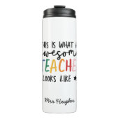 Geweldige leraar moderne typografie regenboog thermosbeker (Voorkant)