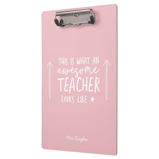 Geweldige leraar moderne typografie roze klembord (Links)