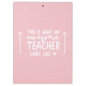 Geweldige leraar moderne typografie roze klembord (Achterkant)